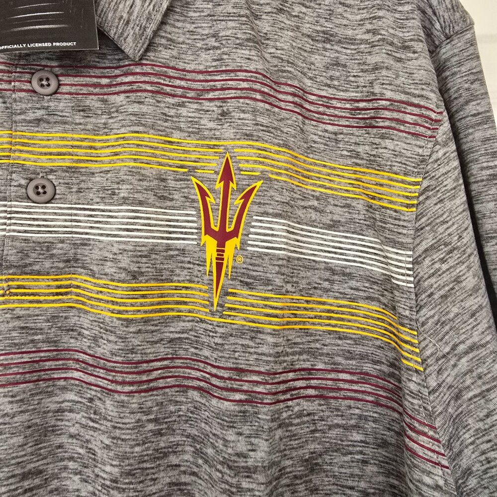 Arizona State Sun Devils Men's Captiating Brand Polo Shirt Gray Size XL NWT - Picture 2 of 7